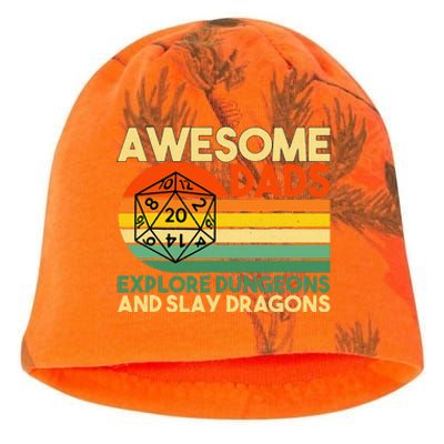 Awesome Dads Explore Dungeons DM RPG Dice Dragon Kati - Camo Knit Beanie