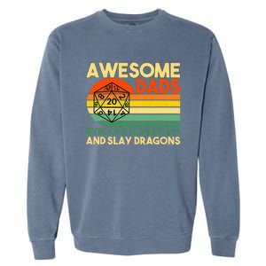 Awesome Dads Explore Dungeons DM RPG Dice Dragon Garment-Dyed Sweatshirt