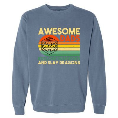 Awesome Dads Explore Dungeons DM RPG Dice Dragon Garment-Dyed Sweatshirt