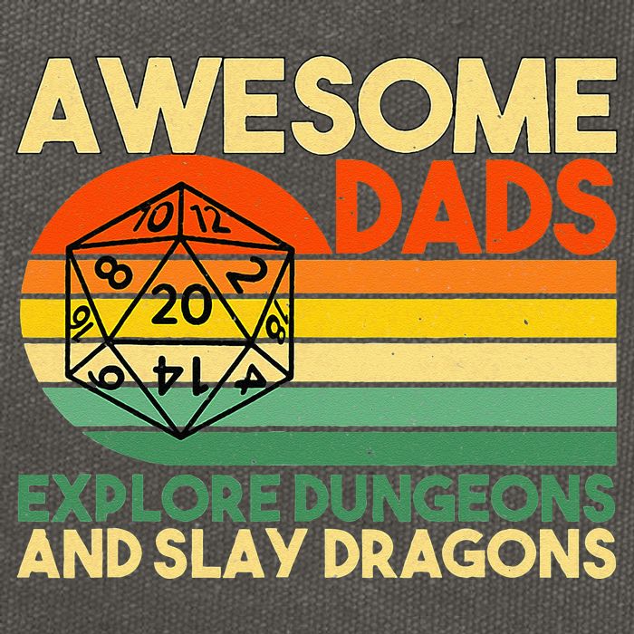 Awesome Dads Explore Dungeons DM RPG Dice Dragon Cotton Canvas Backpack