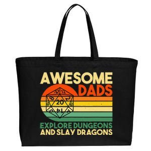 Awesome Dads Explore Dungeons DM RPG Dice Dragon Cotton Canvas Jumbo Tote