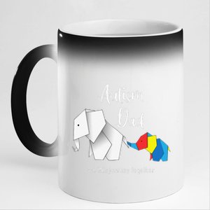 Autism Dad Elephant Autism Awareness 11oz Black Color Changing Mug