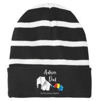 Autism Dad Elephant Autism Awareness Striped Beanie with Solid Band