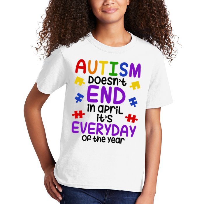 Autism Doesnt End In April Its Everyday Of The Year Kids T-Shirt