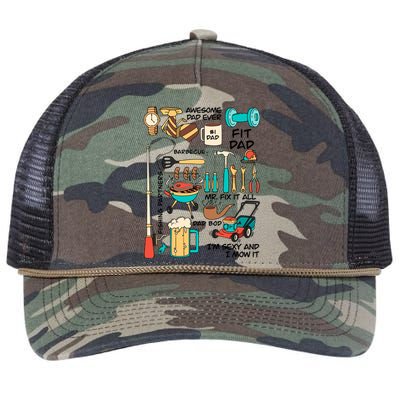 Awesome Dad Ever Fishing Partners Retro Rope Trucker Hat Cap