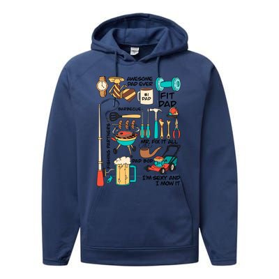 Awesome Dad Ever Fishing Partners Performance Fleece Hoodie