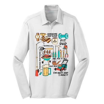 Awesome Dad Ever Fishing Partners Silk Touch Performance Long Sleeve Polo