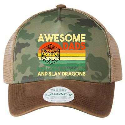Awesome Dads Explore Dungeons DM RPG Dice Dragon Legacy Tie Dye Trucker Hat