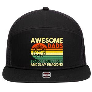 Awesome Dads Explore Dungeons DM RPG Dice Dragon 7 Panel Mesh Trucker Snapback Hat