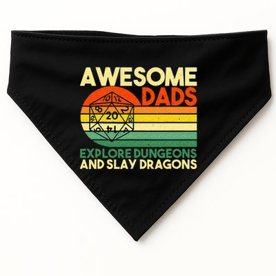 Awesome Dads Explore Dungeons DM RPG Dice Dragon USA-Made Doggie Bandana
