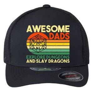 Awesome Dads Explore Dungeons DM RPG Dice Dragon Flexfit Unipanel Trucker Cap