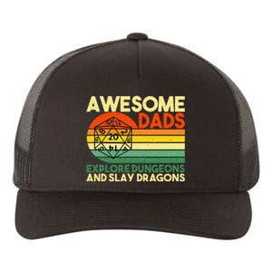 Awesome Dads Explore Dungeons DM RPG Dice Dragon Yupoong Adult 5-Panel Trucker Hat