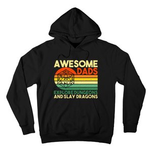 Awesome Dads Explore Dungeons DM RPG Dice Dragon Hoodie