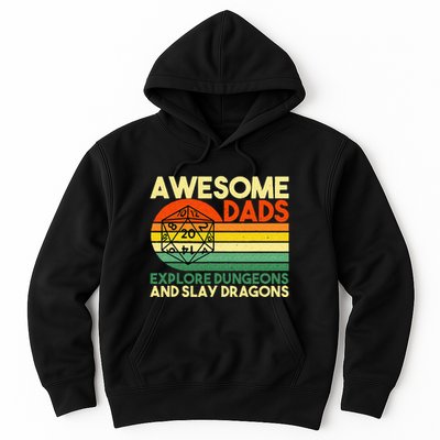 Awesome Dads Explore Dungeons DM RPG Dice Dragon Hoodie