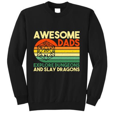 Awesome Dads Explore Dungeons DM RPG Dice Dragon Sweatshirt