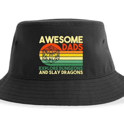 Awesome Dads Explore Dungeons DM RPG Dice Dragon Sustainable Bucket Hat