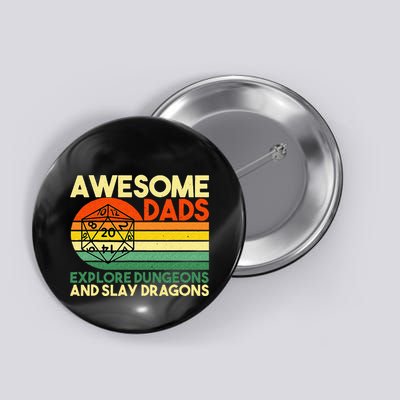 Awesome Dads Explore Dungeons DM RPG Dice Dragon Button