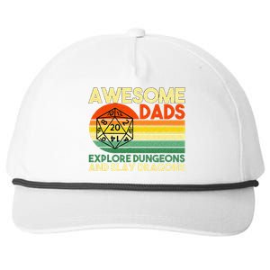 Awesome Dads Explore Dungeons DM RPG Dice Dragon Snapback Five-Panel Rope Hat