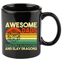 Awesome Dads Explore Dungeons DM RPG Dice Dragon 11oz C Handle Ceramic Mug