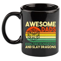 Awesome Dads Explore Dungeons DM RPG Dice Dragon 11oz C Handle Ceramic Mug