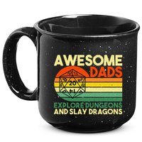 Awesome Dads Explore Dungeons DM RPG Dice Dragon 15oz Campfire Ceramic Mug