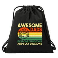 Awesome Dads Explore Dungeons DM RPG Dice Dragon Drawstring Bag
