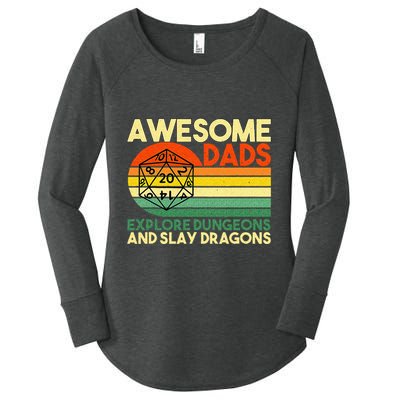 Awesome Dads Explore Dungeons DM RPG Dice Dragon Women's Perfect Tri Tunic Long Sleeve Shirt
