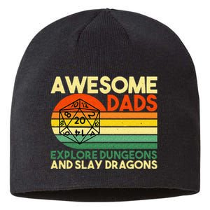 Awesome Dads Explore Dungeons DM RPG Dice Dragon Sustainable Beanie