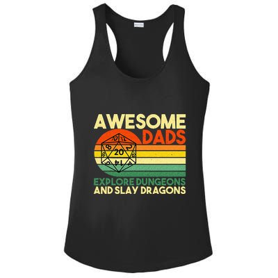 Awesome Dads Explore Dungeons DM RPG Dice Dragon Ladies PosiCharge Competitor Racerback Tank