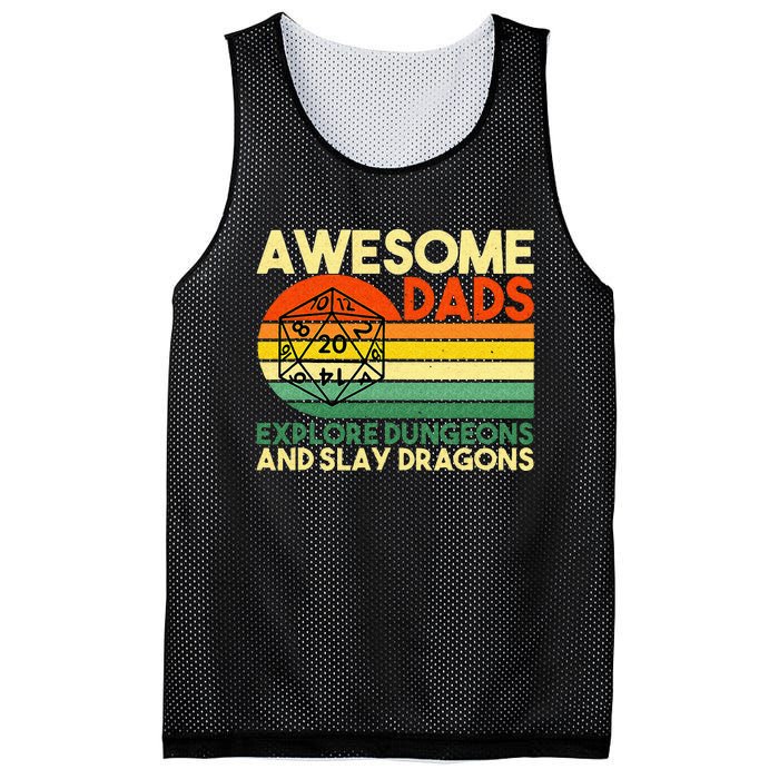 Awesome Dads Explore Dungeons DM RPG Dice Dragon Mesh Reversible Basketball Jersey Tank