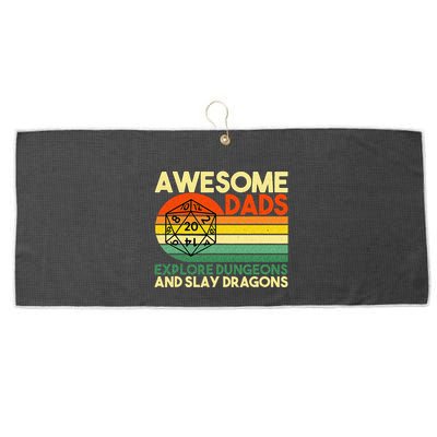 Awesome Dads Explore Dungeons DM RPG Dice Dragon Large Microfiber Waffle Golf Towel
