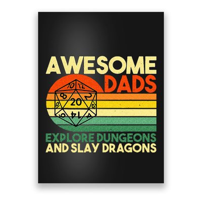Awesome Dads Explore Dungeons DM RPG Dice Dragon Poster