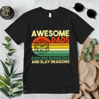 Awesome Dads Explore Dungeons DM RPG Dice Dragon Premium T-Shirt