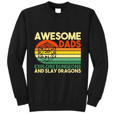 Awesome Dads Explore Dungeons DM RPG Dice Dragon Tall Sweatshirt