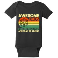 Awesome Dads Explore Dungeons DM RPG Dice Dragon Baby Bodysuit