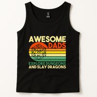 Awesome Dads Explore Dungeons DM RPG Dice Dragon Tank Top
