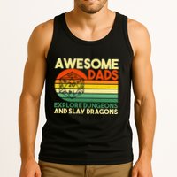 Awesome Dads Explore Dungeons DM RPG Dice Dragon Tank Top