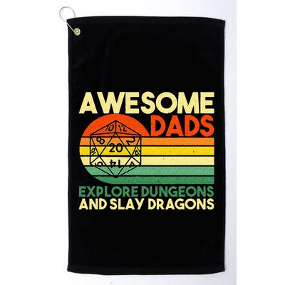 Awesome Dads Explore Dungeons DM RPG Dice Dragon Golf Towel
