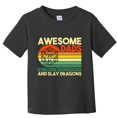 Awesome Dads Explore Dungeons DM RPG Dice Dragon Toddler T-Shirt