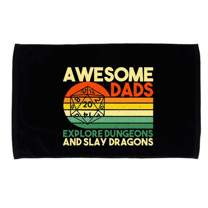 Awesome Dads Explore Dungeons DM RPG Dice Dragon Microfiber Hand Towel