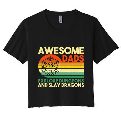 Awesome Dads Explore Dungeons DM RPG Dice Dragon Crop Top