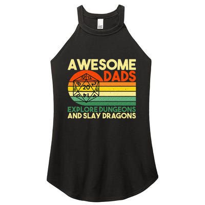 Awesome Dads Explore Dungeons DM RPG Dice Dragon Women's Perfect Tri Rocker Tank