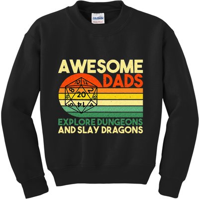 Awesome Dads Explore Dungeons DM RPG Dice Dragon Kids Sweatshirt