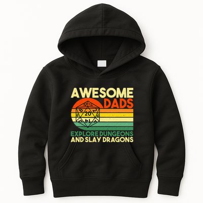 Awesome Dads Explore Dungeons DM RPG Dice Dragon Kids Hoodie