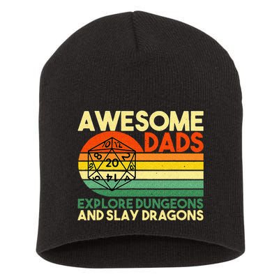 Awesome Dads Explore Dungeons DM RPG Dice Dragon Short Acrylic Beanie