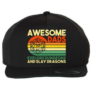 Awesome Dads Explore Dungeons DM RPG Dice Dragon Wool Snapback Cap