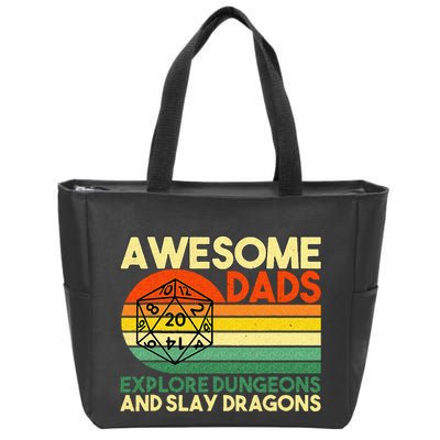 Awesome Dads Explore Dungeons DM RPG Dice Dragon Zip Tote Bag