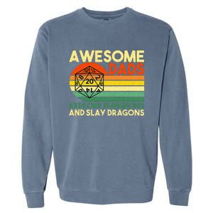 Awesome Dads Explore Dungeons DM RPG Dice Dragon Garment-Dyed Sweatshirt