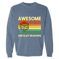 Awesome Dads Explore Dungeons DM RPG Dice Dragon Garment-Dyed Sweatshirt