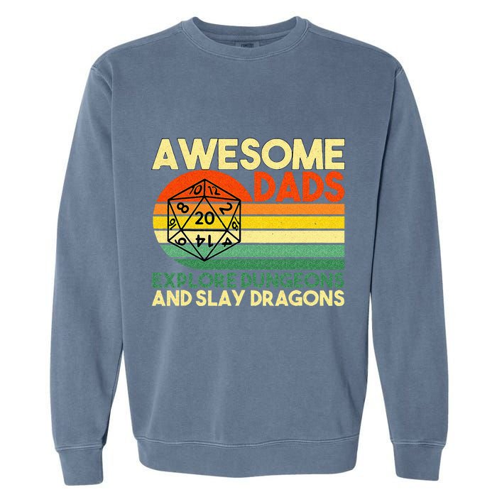Awesome Dads Explore Dungeons DM RPG Dice Dragon Garment-Dyed Sweatshirt